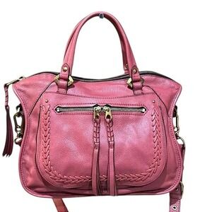 orYANY Sarah Pebble Leather Satchel Crossbody Marsala with Braided Detail